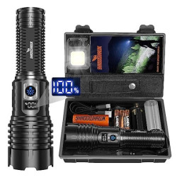 Shadowhawk Taschenlampe LED Aufladbar Extrem Hell, 500000 Lumen Taschenlampen Batteriebetrieben USB, XHM77.2 Taktische Tasche