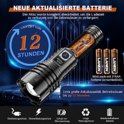 Shadowhawk Taschenlampe LED Aufladbar Extrem Hell, 500000 Lumen Taschenlampen Batteriebetrieben USB, XHM77.2 Taktische Tasche