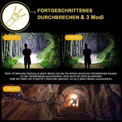 BEYSTE Taschenlampe LED Aufladbar, LED Taschenlampe Extrem Hell 500000 Lumen, Taktische Taschenlampe Batteriebetrieben, Akku 