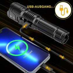 BEYSTE Taschenlampe LED Aufladbar, LED Taschenlampe Extrem Hell 500000 Lumen, Taktische Taschenlampe Batteriebetrieben, Akku 