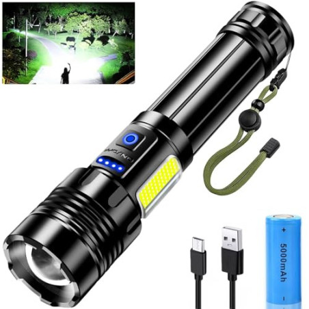 Glarylight Taschenlampe LED Aufladbar, 500000 Lumen Extrem Hell Taschenlampen USB mit 9 Modi & Wasserdicht, Batteriebetrieben