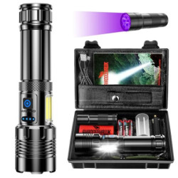 Shadowhawk Taschenlampe Led Aufladbar 500000 Lumen, XHM90.2 Led Taschenlampe Extrem Hell Mit COB Arbeitsleuchte USB Taschenla