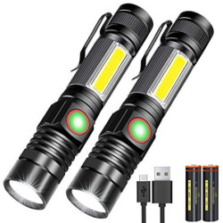 Karrong Taschenlampe LED Aufladbar mit Magnet COB Seitenlicht Zoombar, Extrem Hell 3000 Lumen USB Taschenlampen Batteriebetri