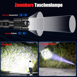 Shadowhawk Led Taschenlampe Extrem Hell, XHP160.2 550000 Lumen Taschenlampe Led Aufladbar USB Taktische Taschenlampen Batteri