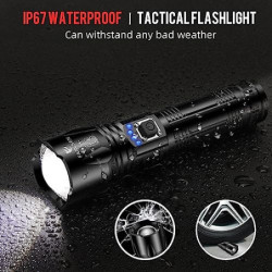 Fanesen Taschenlampe LED Aufladbar, 500000 Lumen Extrem Hell Zoombar Taktische Taschenlampen USB Aufladbar, XHP70.2 Flashligh