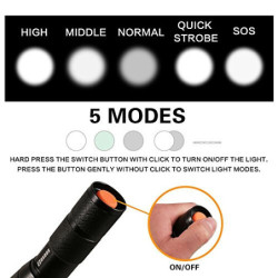 COSOOS LED Taschenlampe, Extrem Hell Taktische Taschenlampen mit Holster, 5 Modi, Zoombare, IP67 Wasserdichte Handlampe für C