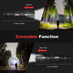 COSOOS LED Taschenlampe, Extrem Hell Taktische Taschenlampen mit Holster, 5 Modi, Zoombare, IP67 Wasserdichte Handlampe für C