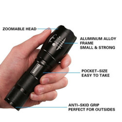 COSOOS LED Taschenlampe, Extrem Hell Taktische Taschenlampen mit Holster, 5 Modi, Zoombare, IP67 Wasserdichte Handlampe für C