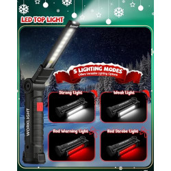 Coquimbo Geschenke für Papa Männer LED Arbeitsleuchte Werkstattlampe, Taschenlampe Werkstatt Handlampe mit Magnet uend Haken 