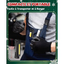 Coquimbo Geschenke für Papa Männer LED Arbeitsleuchte Werkstattlampe, Taschenlampe Werkstatt Handlampe mit Magnet uend Haken 