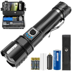 Gisaae Taschenlampe, Taschenlampe Led Aufladbar, Led Taschenlampe Extrem Hell 10000 Lumen mit IP67 Wasserdicht, Lange Lebensd