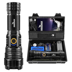 Shadowhawk Taschenlampe LED Aufladbar Batteriebetrieben, 450000 Lumen Extrem Hell Taschenlampen USB, XHP70.2 Taktische Tasche
