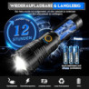 Shadowhawk Taschenlampe LED Aufladbar Batteriebetrieben, 450000 Lumen Extrem Hell Taschenlampen USB, XHP70.2 Taktische Tasche