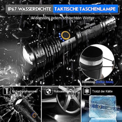 Shadowhawk Taschenlampe LED Aufladbar Batteriebetrieben, 450000 Lumen Extrem Hell Taschenlampen USB, XHP70.2 Taktische Tasche