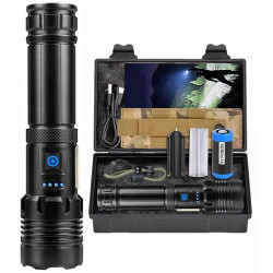 Taschenlampe LED Aufladbar 100000 Lumen, Extrem Hell Zoombares Taktische Taschenlampe Mit 7 Lichtmodi und Langer Betriebsdaue