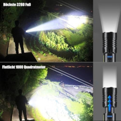 Taschenlampe LED Aufladbar 100000 Lumen, Extrem Hell Zoombares Taktische Taschenlampe Mit 7 Lichtmodi und Langer Betriebsdaue