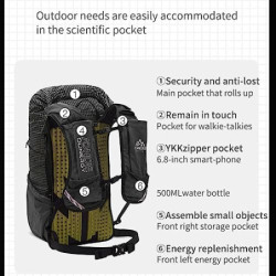 AONIJIE Großer Trinkrucksack, 30 l, multifunktional, Wandern, Klettern, Trinkrucksack, Tagesrucksack, leicht, grau