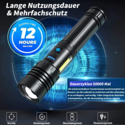 cinlinso Taschenlampe Led 500000 Lumen, Extrem Hell Taschenlampe USB-C Aufladbar Taktische Taschenlampen Mit Holster, 7 Licht