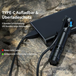 WUBEN C3 Taschenlampe LED Aufladbar, 1200 Lumen Extrem Hell Taktische Taschenlampen, EDC Taschenlampe klein mit 6 Modi, IP68 
