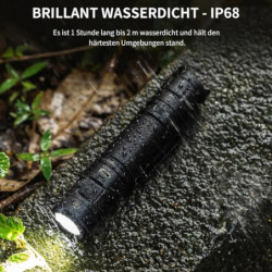 WUBEN C3 Taschenlampe LED Aufladbar, 1200 Lumen Extrem Hell Taktische Taschenlampen, EDC Taschenlampe klein mit 6 Modi, IP68 