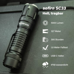 Sofirn SC33 Led Taschenlampe 5200 Lumen Superhelle Wiederaufladbare Taschenlampe EDC Taschenlampe Tragbare Taschenlampe mit T