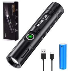 MOWETOO LED Taschenlampe Aufladbar, 3500 Lumens Extrem Hell Taschenlampe, Zoombare Klein Torch mit Batterie 3 Lichtmodi Tasch