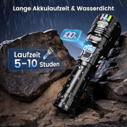 Esgofo Aufladbar Taschenlampe LED Extrem Hell 500000 Lumens Große Reichweite 1000M, Leuchtendes Design Sehr Helle Lang Anhalt