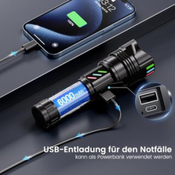 Esgofo Aufladbar Taschenlampe LED Extrem Hell 500000 Lumens Große Reichweite 1000M, Leuchtendes Design Sehr Helle Lang Anhalt
