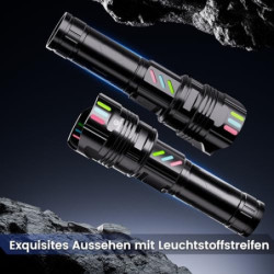 Esgofo Aufladbar Taschenlampe LED Extrem Hell 500000 Lumens Große Reichweite 1000M, Leuchtendes Design Sehr Helle Lang Anhalt