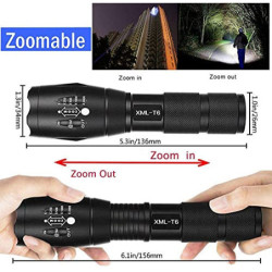 BINWO LED Taschenlampe 2000 Lumen mit 5 Lichtmodi 2 Stück , Starke Kleine Torch, Zoombare Wasserdichte Taktische Taschenlampe