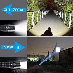 BINWO LED Taschenlampe 2000 Lumen mit 5 Lichtmodi 2 Stück , Starke Kleine Torch, Zoombare Wasserdichte Taktische Taschenlampe
