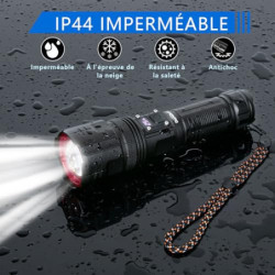 daphomeu Taschenlampe LED Aufladbar, 500000 Lumen Extrem Hell Taschenlampe Batteriebetrieben, Taktische Taschenlampe Zoombare