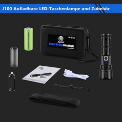 Jayxinli Taschenlampe 500000 Lumen, Extrem Helle Taschenlampe LED Aufladbar, Starke Taschenlampen mit LCD-Leistungsanzeige, 5
