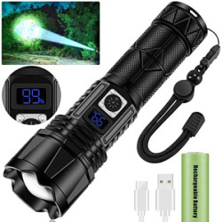 Jayxinli Taschenlampe 500000 Lumen, Extrem Helle Taschenlampe LED Aufladbar, Starke Taschenlampen mit LCD-Leistungsanzeige, 5