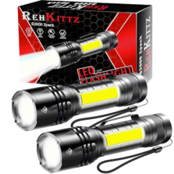 REHKITTZ Taschenlampe Multifunktional Weißes,Rotes,Rot-weiß Blinkendes Begrenzungslicht ,2000 Lumen Superhelligkeit LED  2 St