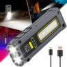 GEARLITE Mini Taschenlampe LED Aufladbar, 7 Modi Arbeitsleuchte mit Rotlicht & COB, Arbeitslampe mit Magnetsockel für Werksta