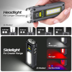 GEARLITE Mini Taschenlampe LED Aufladbar, 7 Modi Arbeitsleuchte mit Rotlicht & COB, Arbeitslampe mit Magnetsockel für Werksta