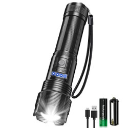 iToncs Taschenlampe LED Aufladbar, Hell Taschenlampe XHP50, Legierung Taktische Taschenlampe, Zoombar Flashlight, IPX67 Wasse