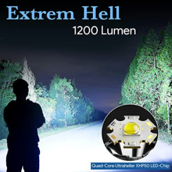 iToncs Taschenlampe LED Aufladbar, Hell Taschenlampe XHP50, Legierung Taktische Taschenlampe, Zoombar Flashlight, IPX67 Wasse