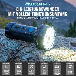 OLIGHT Marauder Mini LED Taschenlampe Super Hell 7000 Lumen 600 Meter Wiederaufladbare Taschenlampe mit Strahler und Flutlich