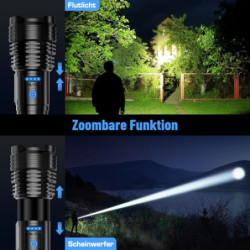 SIDARK Taschenlampe LED Aufladbar, 500000 Lumen LED Taschenlampe Extrem Hell mit Seitenlicht, Taschenlampen 9 Modi Taktische 
