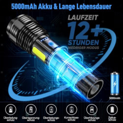 SIDARK Taschenlampe LED Aufladbar, 500000 Lumen LED Taschenlampe Extrem Hell mit Seitenlicht, Taschenlampen 9 Modi Taktische 