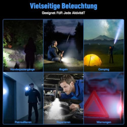 SIDARK Taschenlampe LED Aufladbar, 500000 Lumen LED Taschenlampe Extrem Hell mit Seitenlicht, Taschenlampen 9 Modi Taktische 
