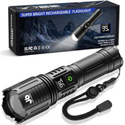 JAY-PARK Taschenlampe 500000 Lumen Aufladbar, LED Taschenlampe Extrem Hell 5 Lichtmodi mit Zoombar, USB Taktische Taschenlamp