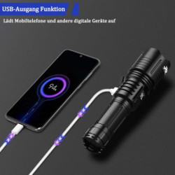JAY-PARK Taschenlampe 500000 Lumen Aufladbar, LED Taschenlampe Extrem Hell 5 Lichtmodi mit Zoombar, USB Taktische Taschenlamp