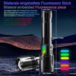 ASORT Taschenlampe LED Aufladbare 1000000 Lumen, große Batterie Mit 7200mAh AKKU, LED Taschenlampe Extrem Hell 9 Lichtmodi, s