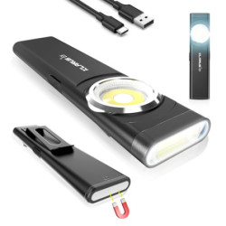 klarus E5 USB C Wiederaufladbare Klein Taschenlampe,COB-Arbeitsleuchte, 470 Lumen, flache Mini Taschenlampe mit Magnetfuß und
