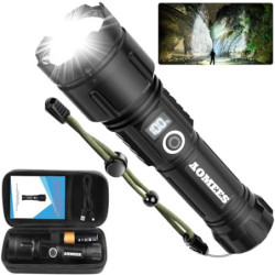 AOMEES Led Taschenlampe Aufladbar, 200000 Lumen Led Taschenlampe Extrem Hell mit LED Anzeige & 5000 mAh Akku, IPX4 Wasserdich