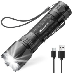 GEARLITE Taschenlampe Led Aufladbar, Superhelle Zoombare 2200 Lumen Mini Torch mit 3 Lichtmodi & Langer Betriebsdauer, IP65 W