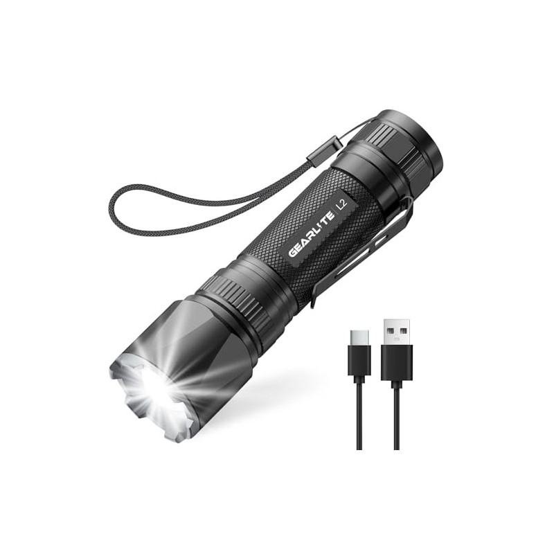 GEARLITE Taschenlampe Led Aufladbar, Superhelle Zoombare 2200 Lumen Mini Torch mit 3 Lichtmodi & Langer Betriebsdauer, IP65 W GEARLITE Taschenlampe Led Aufladbar, Superhelle Zoombare 2200 Lumen Mini Torch mit 3 Lichtmodi & Langer Betriebsdauer, IP65 W